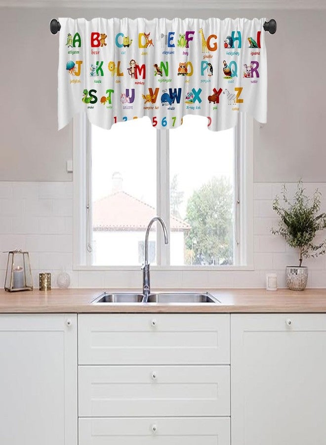DOTOOMA 54x18 Inches Cartoon Cute Animal Alphabet Window Treatment Valance Colorful Number Theme Kids Decor Kitchen Dining Room Polyester Fabric Decorations Supplies - Image 4